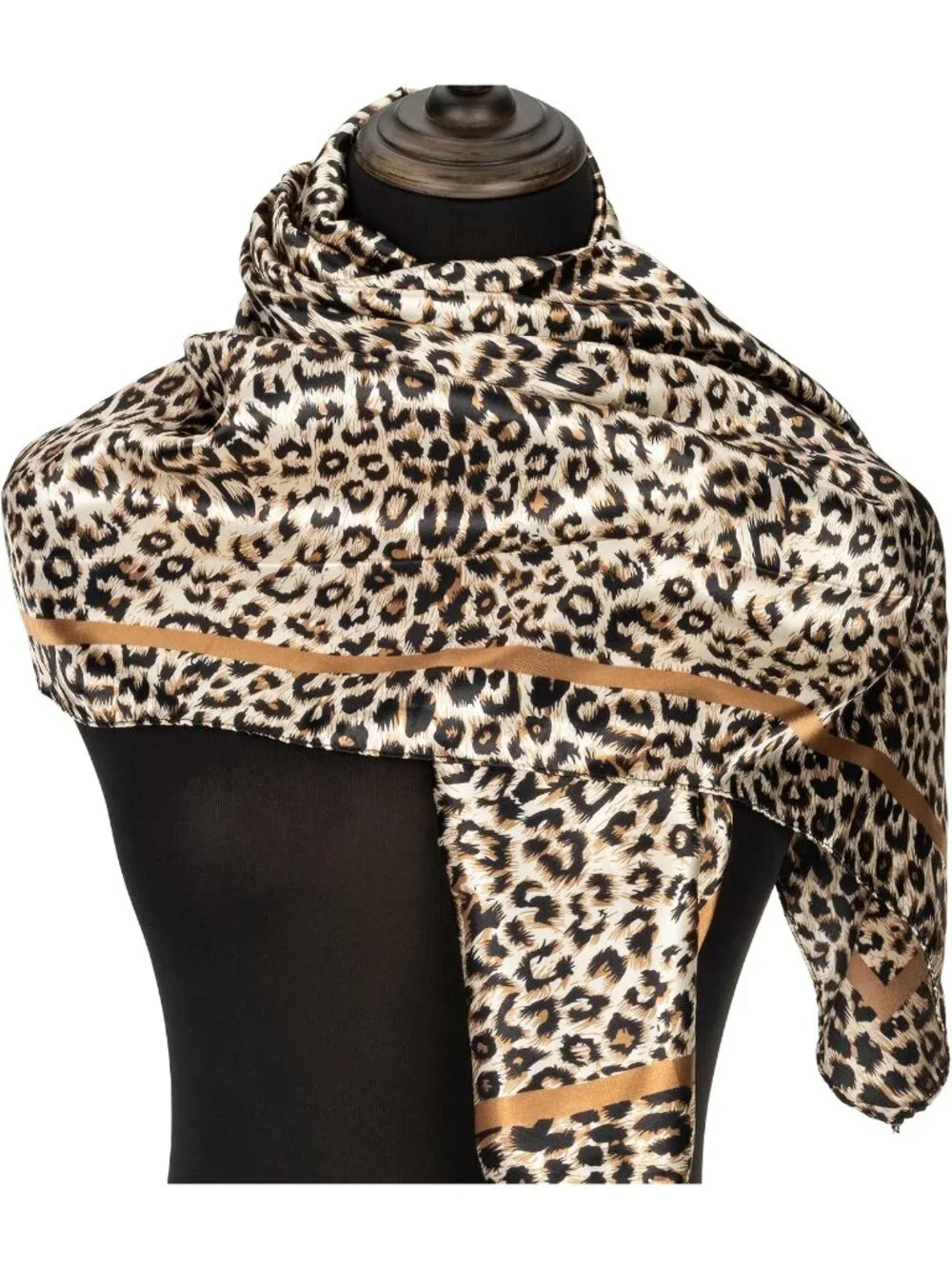 Vintage Leopard Print Square Scarf Silk Feeling Bandana for Women